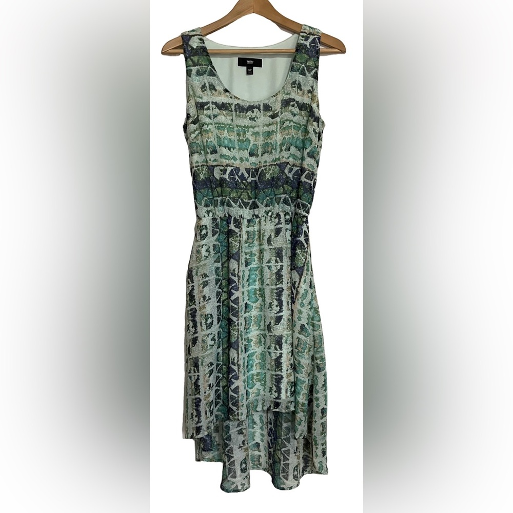 2/$15 Massimo multicolour sleeveless sheer high low dress pale green lining